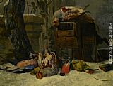 Peeter Boel Still Life with Dead Game and Songbirds in the Snow painting